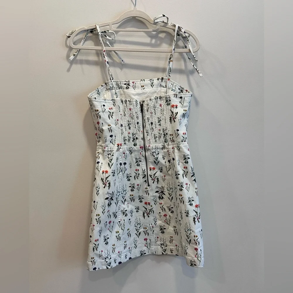 Alice + Olivia Jensen Floral Denim Spaghetti Strap Mini Dress Sz 4 - Picture 3 of 16